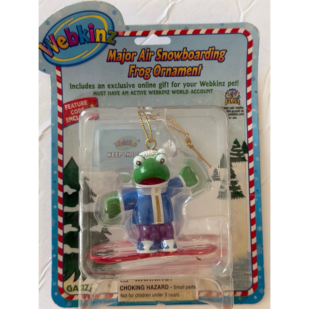 Webkinz Major Air Snowboarding Frog Ornament Ganz New with Online Code